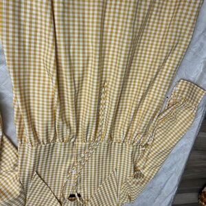 Yellow Gingham Long Sleeve Dress